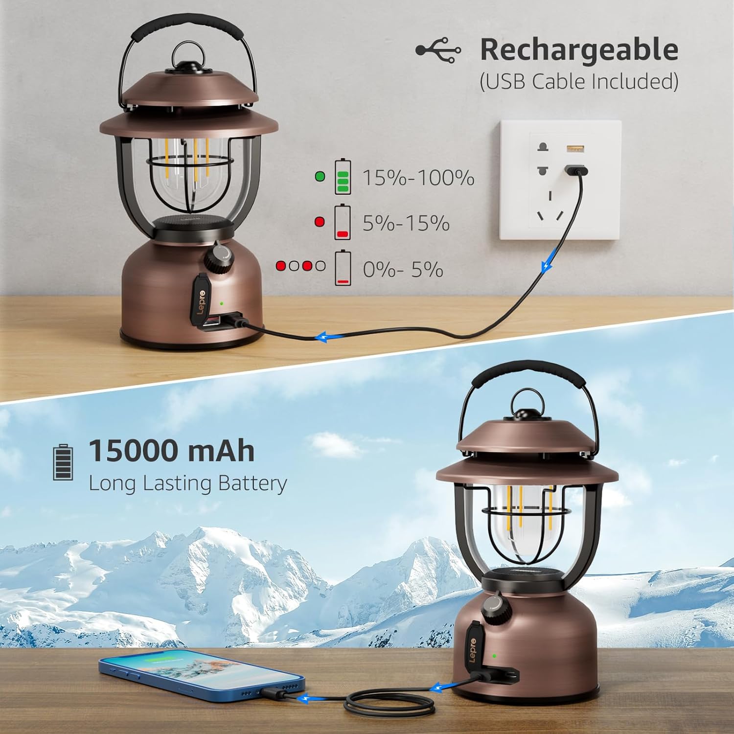 one portable led camping light featuring a hook design ideal - Bahrain