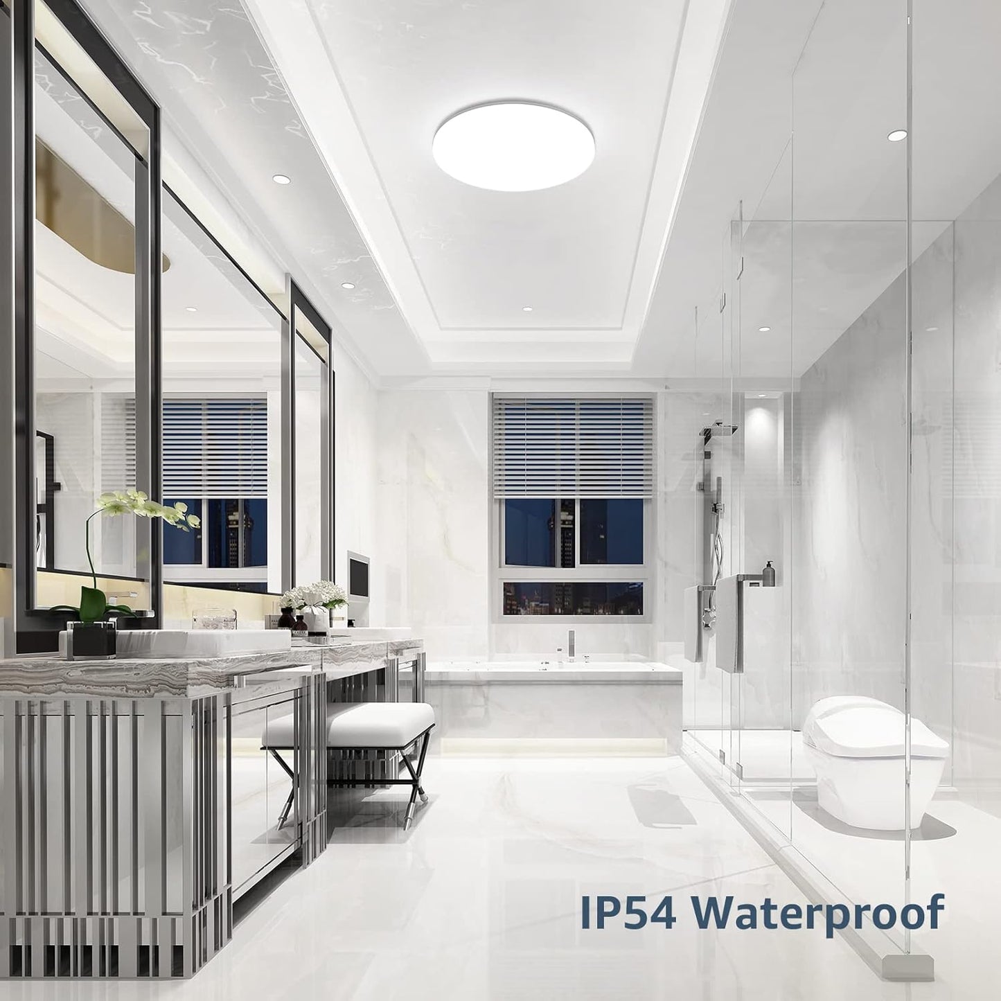 Lepro Bathroom Lights Ceiling, 24W 2400lm Bright LED Ceiling Light, IP54 Waterproof, Daylight White 5000K, Large, Flush Ceiling Light for Living Room Kitchen, Hallway, Outside Porch and More, Ø28CM