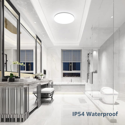 Lepro Bathroom Lights Ceiling, 24W 2400lm Bright LED Ceiling Light, IP54 Waterproof, Daylight White 5000K, Large, Flush Ceiling Light for Living Room Kitchen, Hallway, Outside Porch and More, Ø28CM
