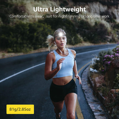 Lepro Head Torch Rechargeable, Super Bright LED Headlamp Waterproof with Red Warning Lights 5 Lighting Modes 30 Hours Runtime Lightweight Headlight Flashlight for Cycling Running Camping