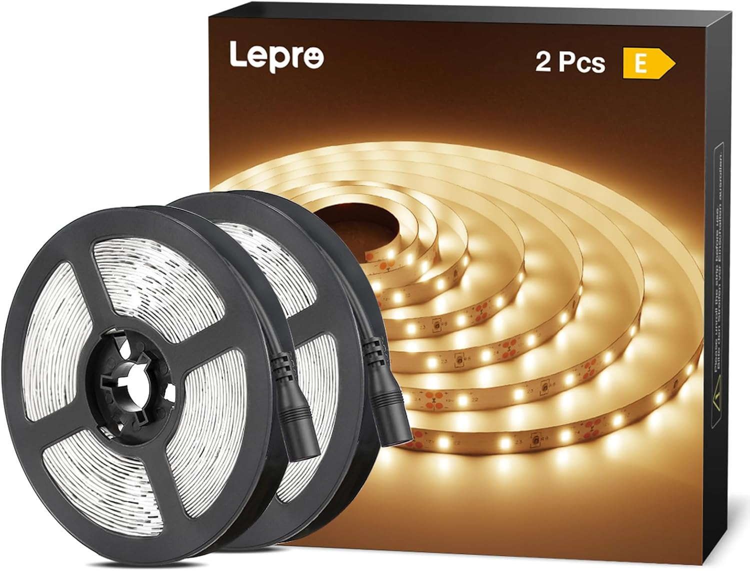 Lepro Warm White LED Strip Lights 10M (2x5M), 2x2300lm, 3000K Flexible Lightstrip for Kitchen, Cabinet, Mirror, Door and More (12V Power Supply Required)