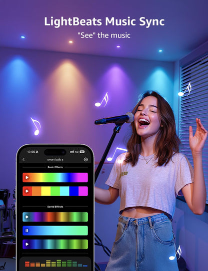 Lepro BG1 AI Smart Bulb GU10, Music Sync, Voice Control WiFi Bulbs, 400LM RGBCCT Dimmable Colour Changing LED Bulbs, Works with Alexa & Google Assistant, AI Lighting Design Assistant, 1 Pack