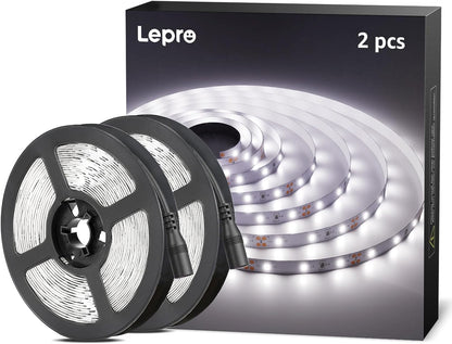 Lepro Bright White LED Strip Light 10M (2x5M), 2x2300lm 6000K LED Tape Light, Stick-on LED Lights for Kitchen Under Cabinet (12V Power Supply Not Included)