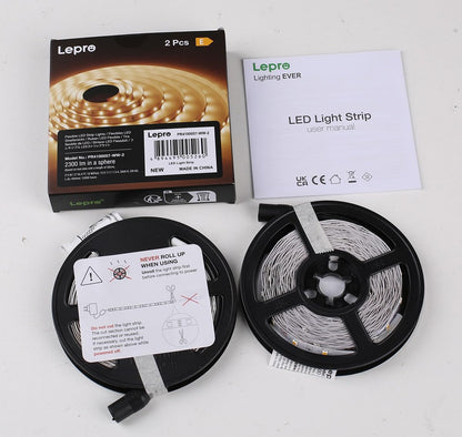 Lepro Warm White LED Strip Lights 10M (2x5M), 2x2300lm, 3000K Flexible Lightstrip for Kitchen, Cabinet, Mirror, Door and More (12V Power Supply Required)