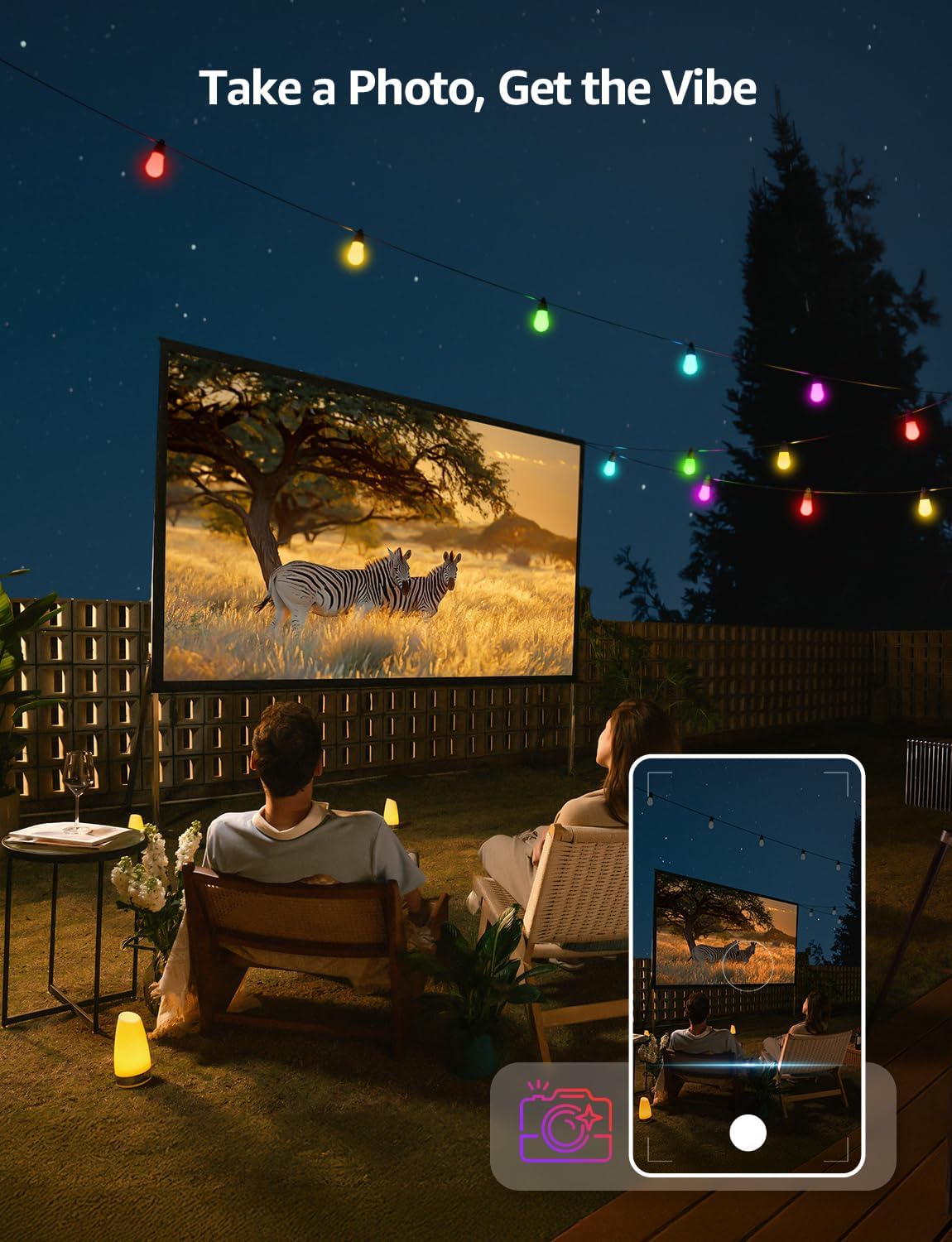 Lepro AI Smart Outdoor String Lights 30m, Festoon Lights Outdoor Waterproof IP65, Warm White & RGB Colour Changing, Personalized AI Lighting Designer, Works with Alexa & Google, 2.4G WiFi