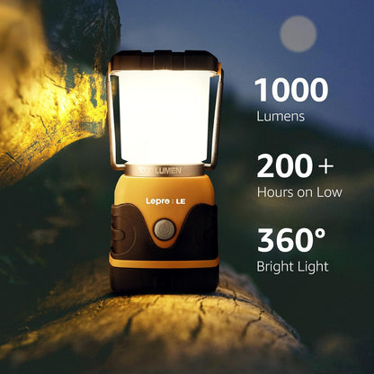Lepro Camping Lantern, 1000 Lumen Camping Lights Battery Powered, Dimmable Warm White and Daylight Modes, Battery Lantern for Power Cuts, Emergency Lighting, Suit for Hiking, Fishing, Tents, etc.