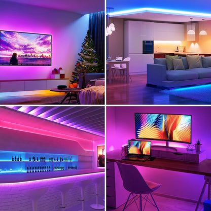 Lepro LED Strip Lights Music Sync 20M (2x10M), 5050 RGB Colour Changing LED Strip with Remote and Plug, Dimmable Stick on LED Lights for Bedroom, Kitchen, Party, Teen Girl Kids Room Decor