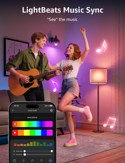 Lepro AI Smart Bulb E27, 1520LM Colour Changing Light Bulb, 12W(100W) WiFi Bulbs, Voice Control, Schedule & Timer, Work with Alexa & Google Assistant, Personalized AI Lighting Designer