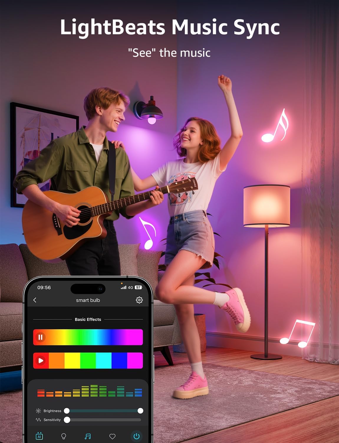 Lepro B22 AI Smart Bulb, 1521LM Smart Light Bulb, 12W(100W), Schedule & Timer, Energy Saving, 16 Million Colors, Work with Alexa & Google Assistant, Personalized AI Lighting Designer