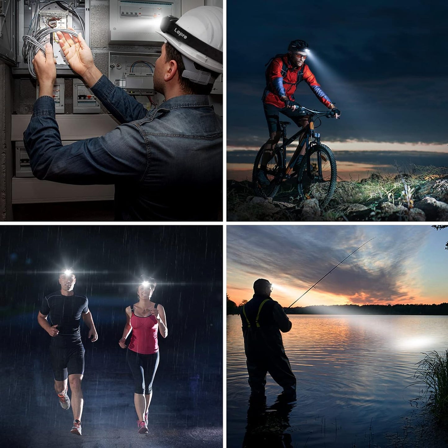 Lepro Head Torch, [2 Pack] Super Bright Led Rechargeable Headlamp with Motion Sensor, Long Runtime, 5 Lighting Modes, Red Lights, Waterproof Lightweight Headlight for Running Camping