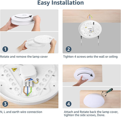 Lepro Ceiling Lights, 12W 1150lm, 5000K Daylight White, 60W Equivalent, Energy Saving, Modern Ceiling Light Fitting for Living Room, Bedroom, Kitchen, Office, Utility Room and More, φ26cm Round