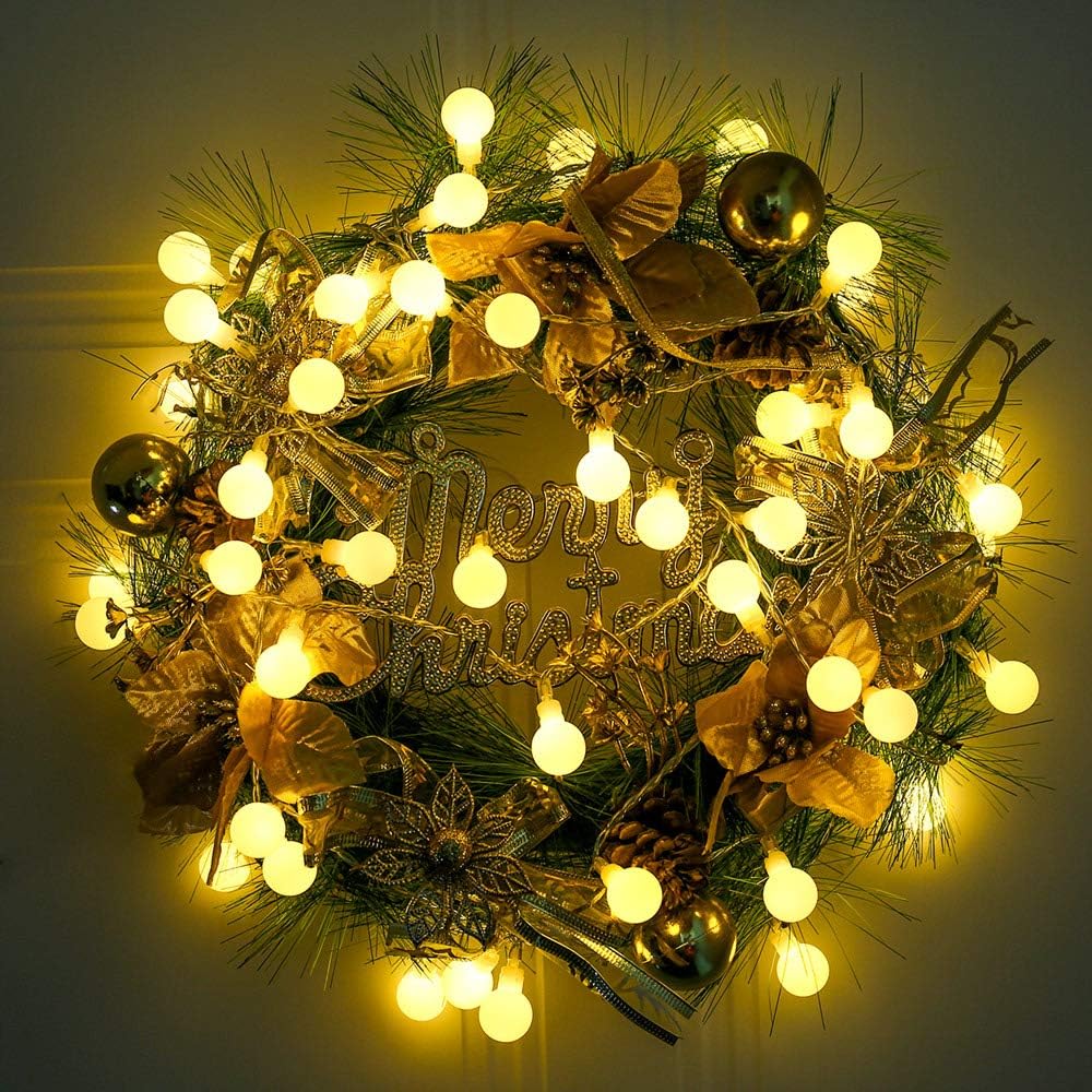 LE Fairy Lights Battery Powered, 5m 50 LED Warm White Globe String Lights, Camping Fairy Lights for Tents with Remote and Timer, Battery Fairy Lights for Indoor Outdoor, Bedroom, Camping and More
