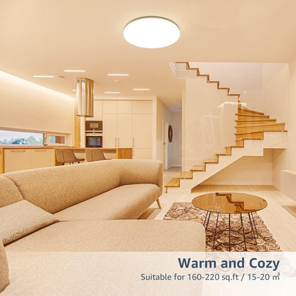 Lepro 24W LED Ceiling Light, Waterproof IP54, Warm White 3000K, 200W Incandescent Bulb Equivalent, 2400lm Flush Mount Lighting Fitting for Bathroom, Bedroom, Kitchen, Hallway and More Ø28cm