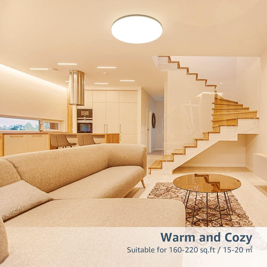 Lepro 24W LED Ceiling Light, Waterproof IP54, Warm White 3000K, 200W Incandescent Bulb Equivalent, 2400lm Flush Mount Lighting Fitting for Bathroom, Bedroom, Kitchen, Hallway and More Ø28cm