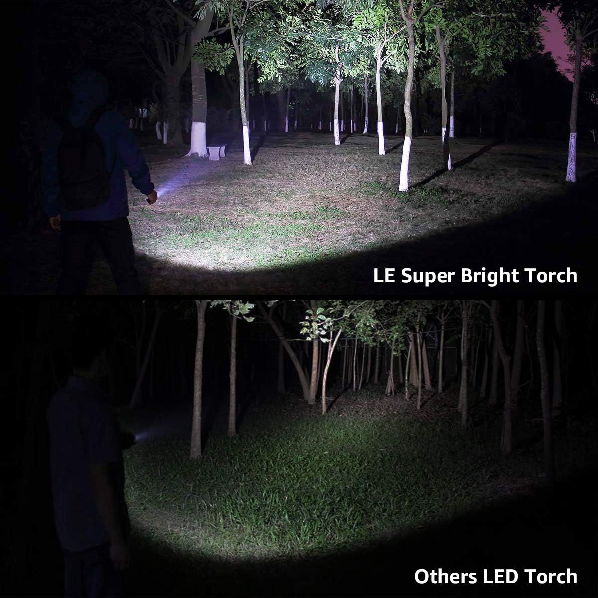 LE LED Torch, LE1000 Powerful Handheld Flashlight, Super Bright, Pocket Size, Lightweight, Suit for Camping, Cycling, Running, Dog Walking and More Outdoor Use, 12 AAA Batteries Included, Pack of 4