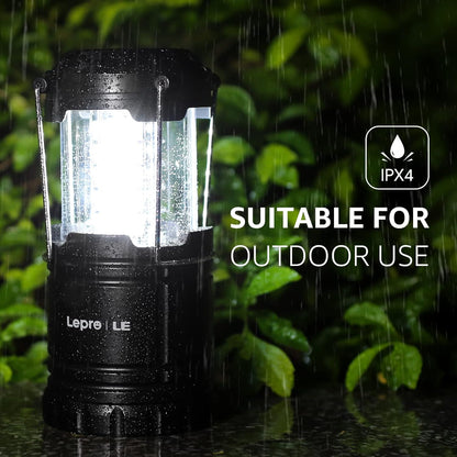 Lepro Camping Lights, Collapsible Camping Lantern Battery Powered, Portable Camping Light for Tents, AA Battery Operated, Battery Lanterns for Power Cuts, Emergency Lighting, Fishing, Pack of 4