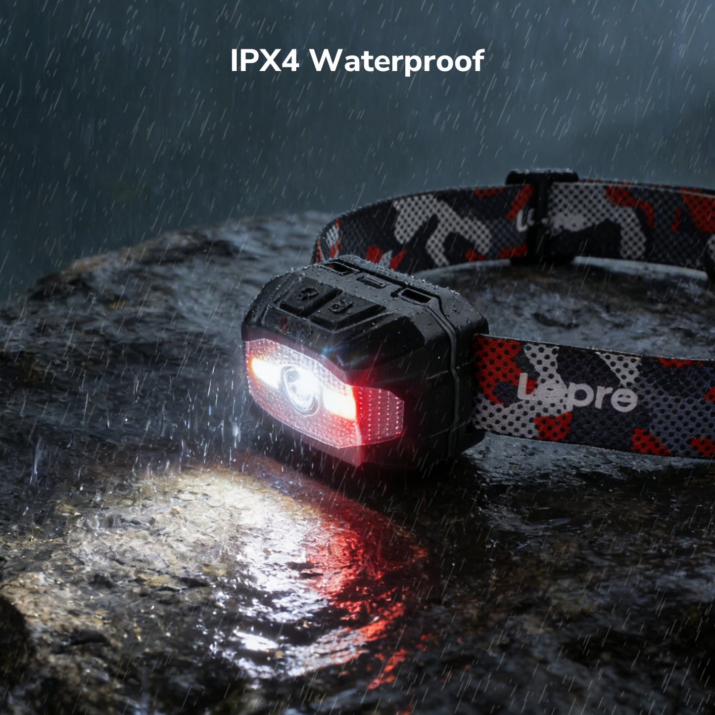 Lepro Dual Power Head Torch Rechargeable, LED Headlight with TypeC & AAA Backup, 10 Modes with Red SOS Light, Lightweight for Kids Adults, IPX4 Waterproof Head Lamp for Camping, Running, Cycling
