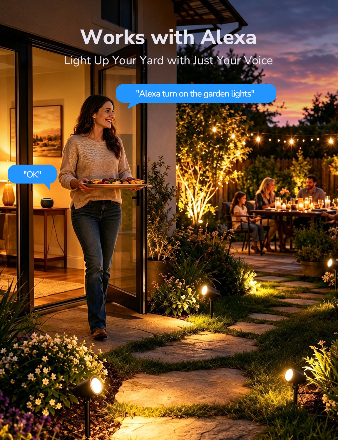 Lepro AI Smart Garden Spot Lights RGBIC, 800LM Warm & Daylight Dimmable