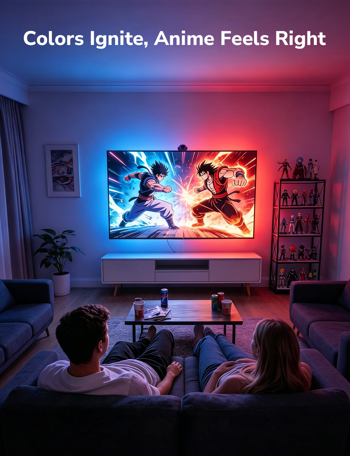 Lepro STV1 AI Smart TV Backlight, WiFi TV LED Backlight Strip with Fish-Eye Correction Function for TVs, Voice and APP Control TV Light,Led Light TV with Camera