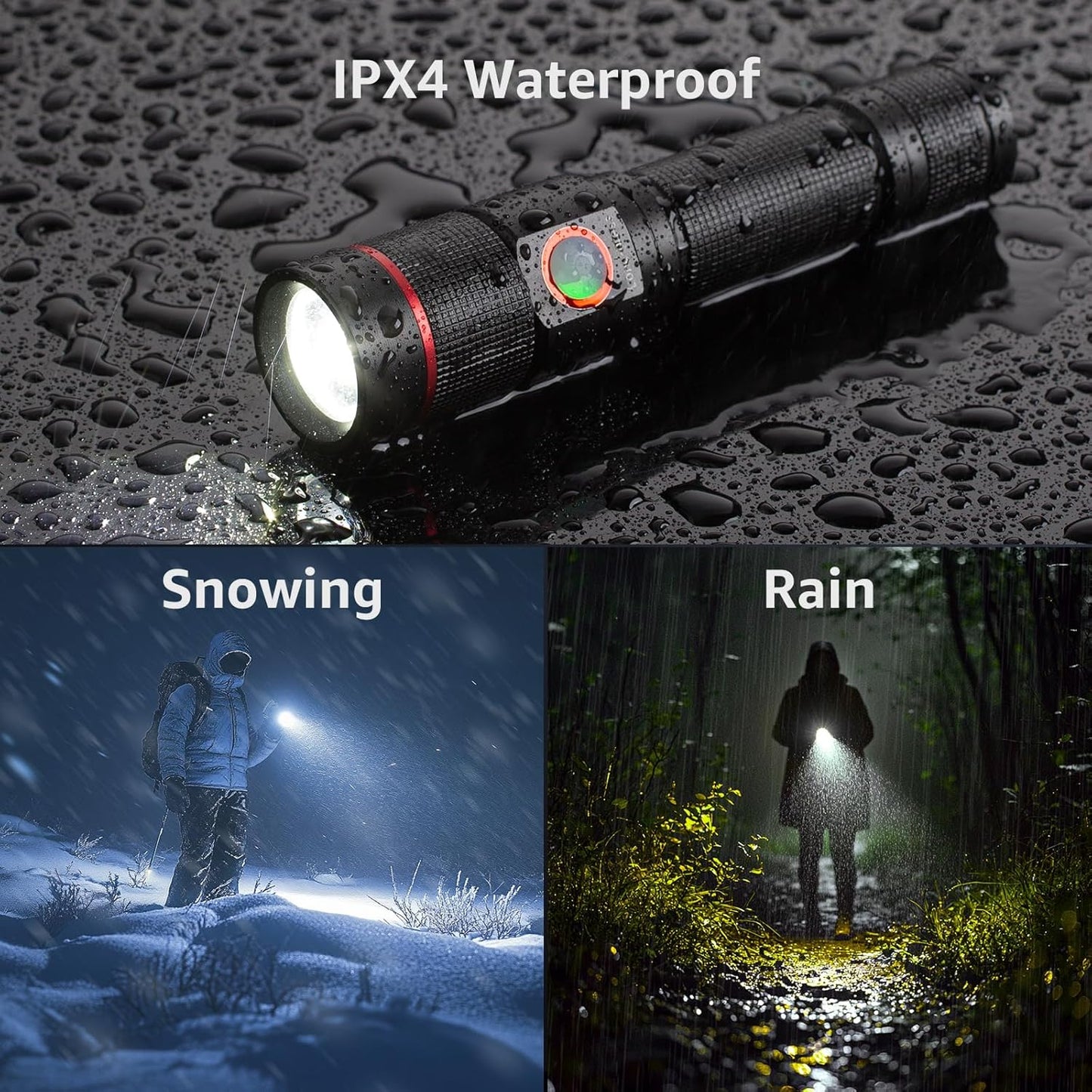Lepro Rechargeable Torch, 2 Pack Super Bright LED Flashlight, 150m Beam, Long Battery Life, IPX4 Waterproof, 5 Modes, Adjustable Focus, Pocket Sized for Camping, Hiking, Power Cuts, Dog Walking