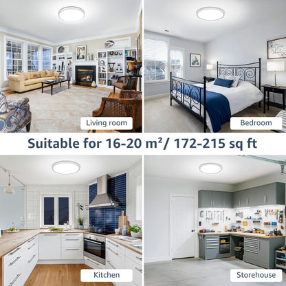 Lepro 24W LED Ceiling Light, 2400lm Super Bright Waterproof Bathroom Light, 2.6cm Ultra-Thin, Daylight White 5000K, Round Large Flush Ceiling Light for Living Room, Bedroom, Kitchen and More, Ø29.3cm