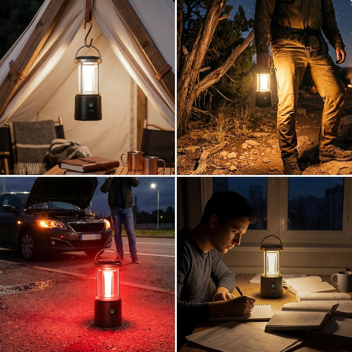 Lepro Camping Lantern, 1100 Lumen Camping Light Battery Powered, Dimmable 5 Modes, Warm White & Cool Light, AA Battery Lantern for Power Cuts, Tents, Fishing, Emergency (AA Batteries Not Included)