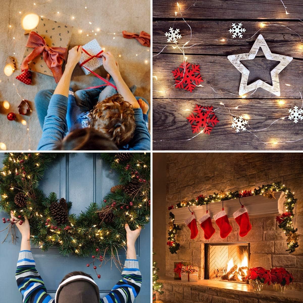 LE Battery Fairy Lights, 1M 20 LED Small Fairy Lights, Warm White Christmas Lights, Battery Powered Mini Copper Wire Lights for Halloween, Christmas Tree, Party, Table Decorations, Pack of 4