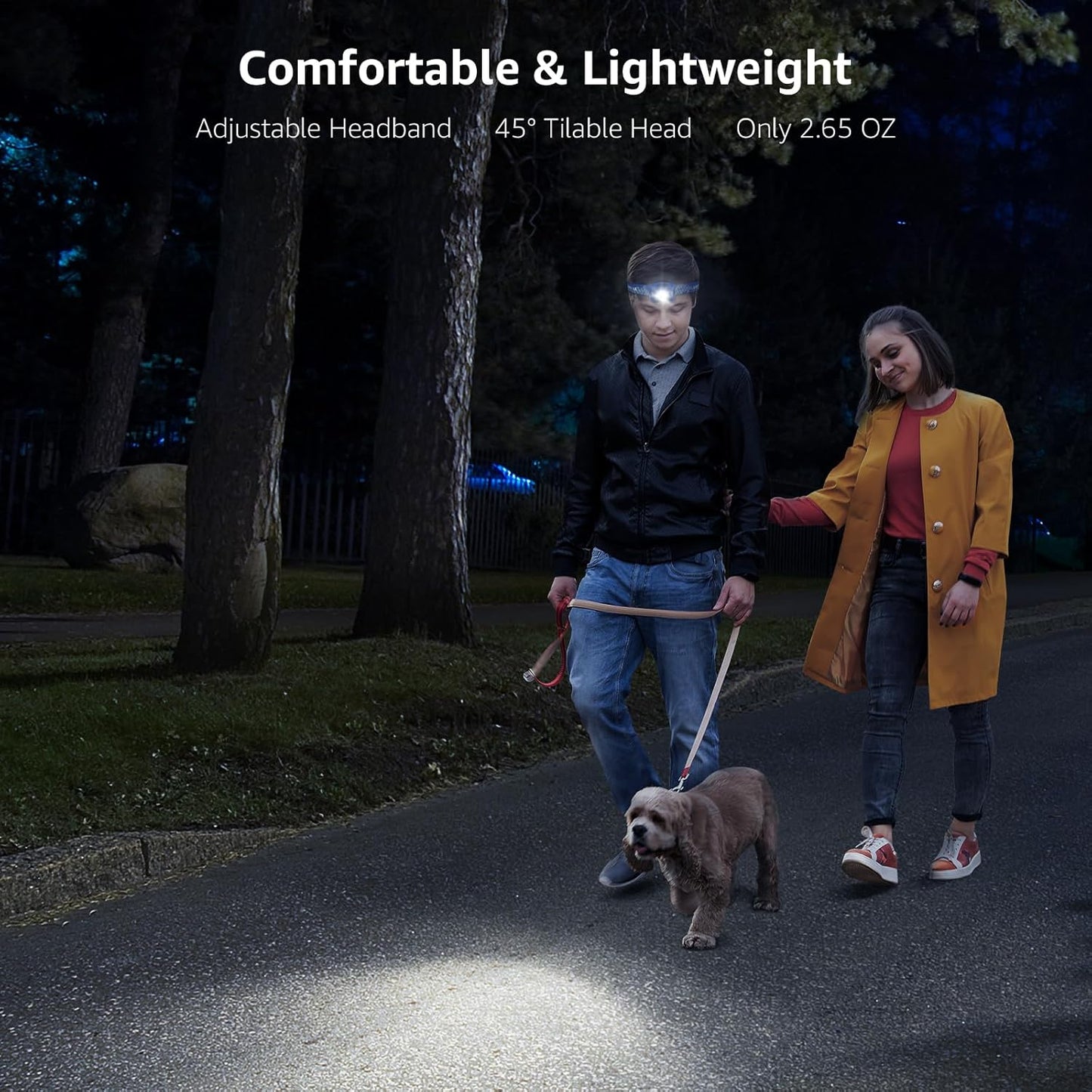 Lepro Head Torch Rechargeable, [2 Pack] 2000L Waterproof LED Headlamp with Red Warning Lights, 6 Lighting Modes, Long Runtime, Lightweight Headlight for Kids & Adults for Running Fishing Camping