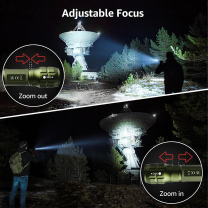 LE LED Torch Battery Powered, LE1000 Bright Hand Flashlight, Adjustable Focus, Water Resistant, Lightweight, for Power Cut, Camping, Dog Walking, Easy to Use Small Torch, Gift for Kids Men Dad Him