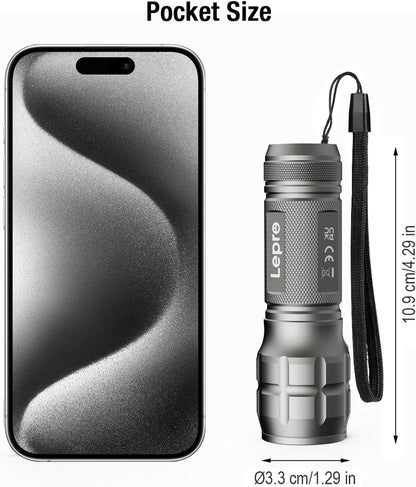 LE LED Torch Battery Powered, LE1000 Bright Hand Flashlight, Adjustable Focus, Water Resistant, Lightweight, for Power Cut, Camping, Dog Walking, Easy to Use Small Torch, Gift for Kids Men Dad Him