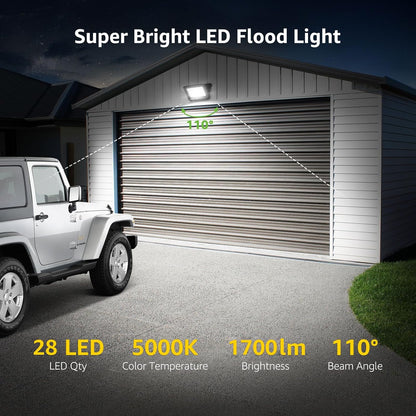 Lepro 20W LED Floodlight Outdoor, 1700LM LED Security Lights, Waterproof IP65, Daylight White LED Outdoor Lights for Garden, Backyard Pack of 2 [Without Sensor]