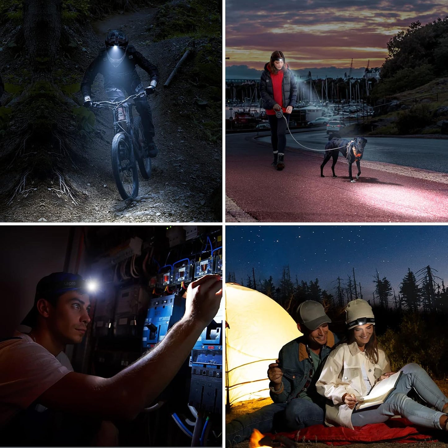 Lepro Head Torch Battery Powered, Lightweight LED Headlamp with 6 Lighting Modes, Waterproof, Super Bright Headlight for Cycling Running Camping for Kids Adults