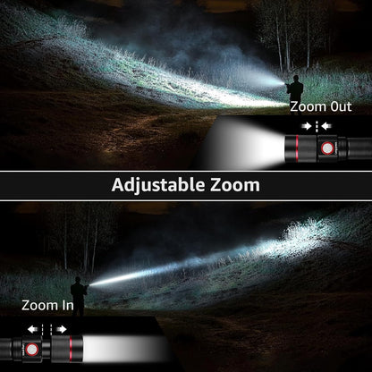 Lepro LED Torch Rechargeable, Super Bright Adjustable Focus Flashlight, 5 Modes, IPX4 Waterproof, Long Battery Life Small Pocket Torch for for Camping, Hiking, Power Cuts, Dog Walking