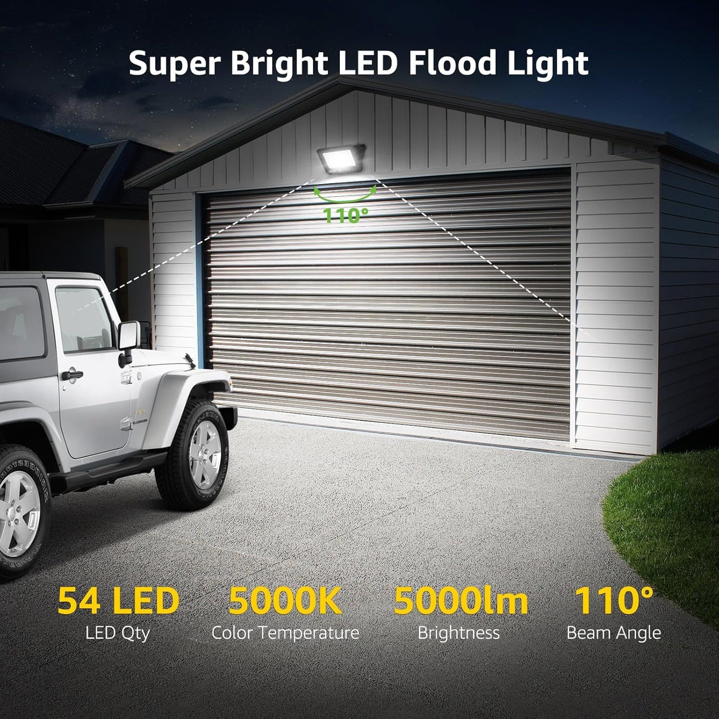 Lepro 50W Led Floodlight Outdoor, 4250LM LED Security Lights, 350W Incandescent Lamp Equivalent, Waterproof IP65, Daylight White Outdoor Lights for Warehouse, Backyard, Pack of 2 [Without Sensor]