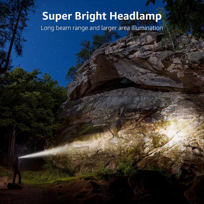 LE Head Torch Rechargeable, [2 Pack] Super Bright LED Headlamp Waterproof with 5 Lighting Modes, 30 Hours Runtime, Red Warning Lights, Lightweight Headlight for Running