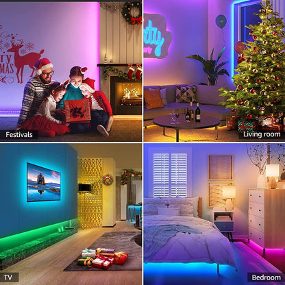 Lepro 20M LED Strip Lights with Remote, Dimmable, RGB Colour Changing, Stick-on Long LED Lights for Bedroom, Kitchen, Room Decoration (2 x 10M, Plug and Play, Bright 5050 LEDs)