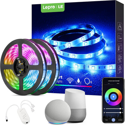 Lepro Outdoor LED Strip Light Waterproof IP65, 5M 150 LEDs WiFi Smart LED Strip, Works with Alexa and Google Assistant, Smart Life App & Voice Control, RGB LED Lights for Kitchen Garden, Christmas
