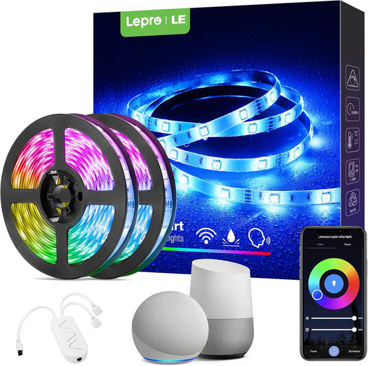 Lepro Outdoor LED Strip Light Waterproof IP65, 5M 150 LEDs WiFi Smart LED Strip, Works with Alexa and Google Assistant, Smart Life App & Voice Control, RGB LED Lights for Kitchen Garden, Christmas