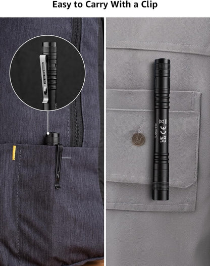 Lepro 365nm UV Torch, Ultraviolet Flashlight, UV Pen Torch with Clip, High UV Purity, Small UV Light Torch Powered by 2 AAA Batteries (Not Included),Black Light Detector for Pet Urine, Invisible Stain