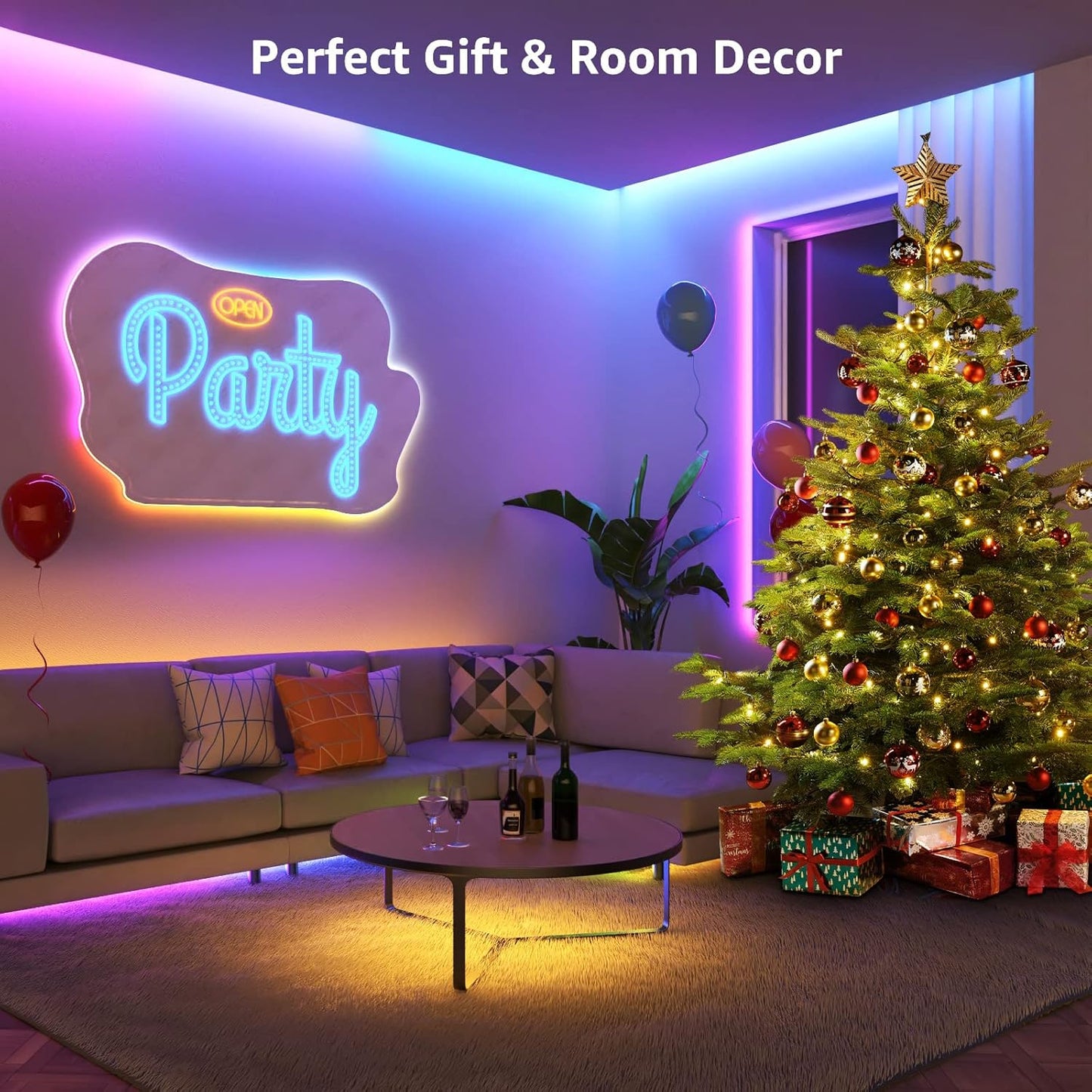 Lepro MagicColor LED Strip Light 10M (5Mx2) 300LEDs, Rainbow Chasing Lights, Music Sync, Multiple Colours on One Line, Remote Control LED Lights for Bedroom, Living Room, Bar, Gaming Time
