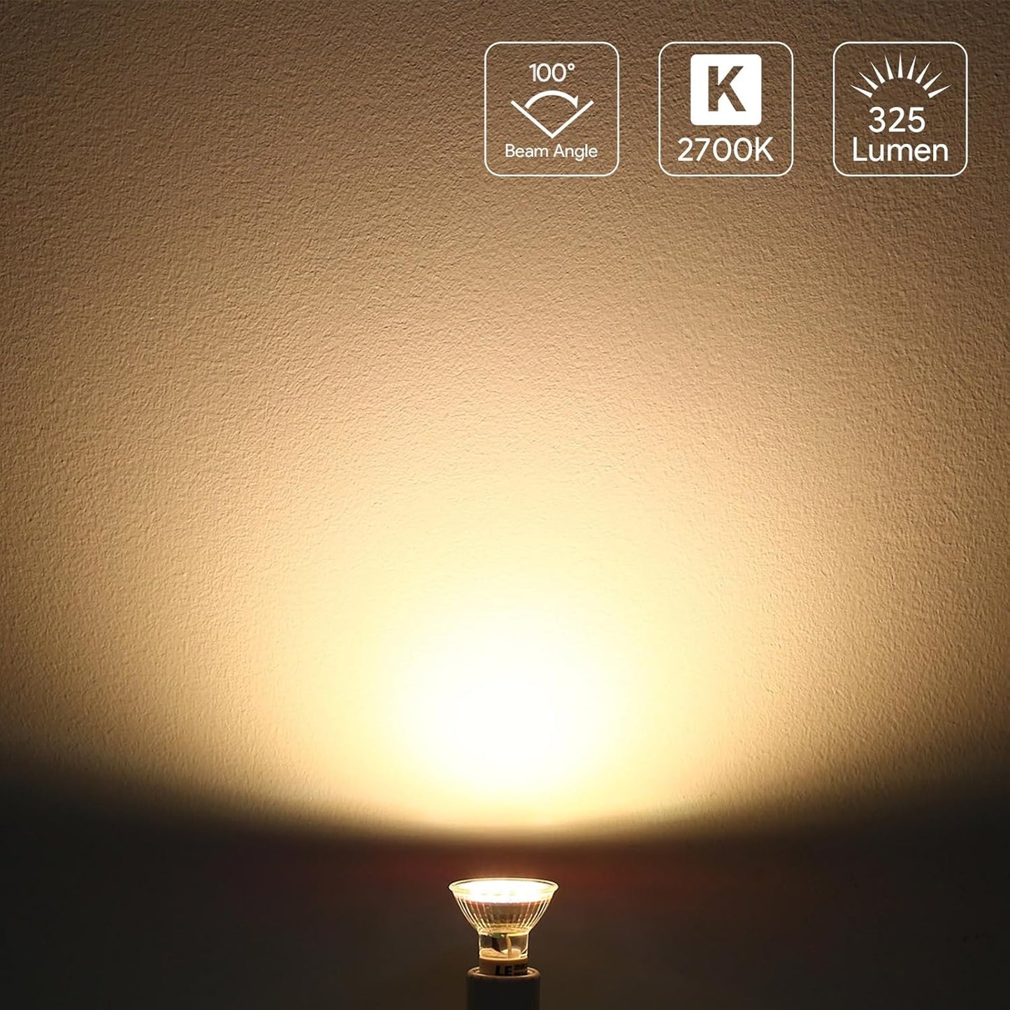 Lepro GU10 LED Bulbs Warm White 2700K, 4W 325lm Spot Light Bulbs, 50W Halogen Spotlight Equivalent, Energy Saving GU10 LED Lightbulbs, 100° Wide Beam, Non-dimmable, Pack of 6