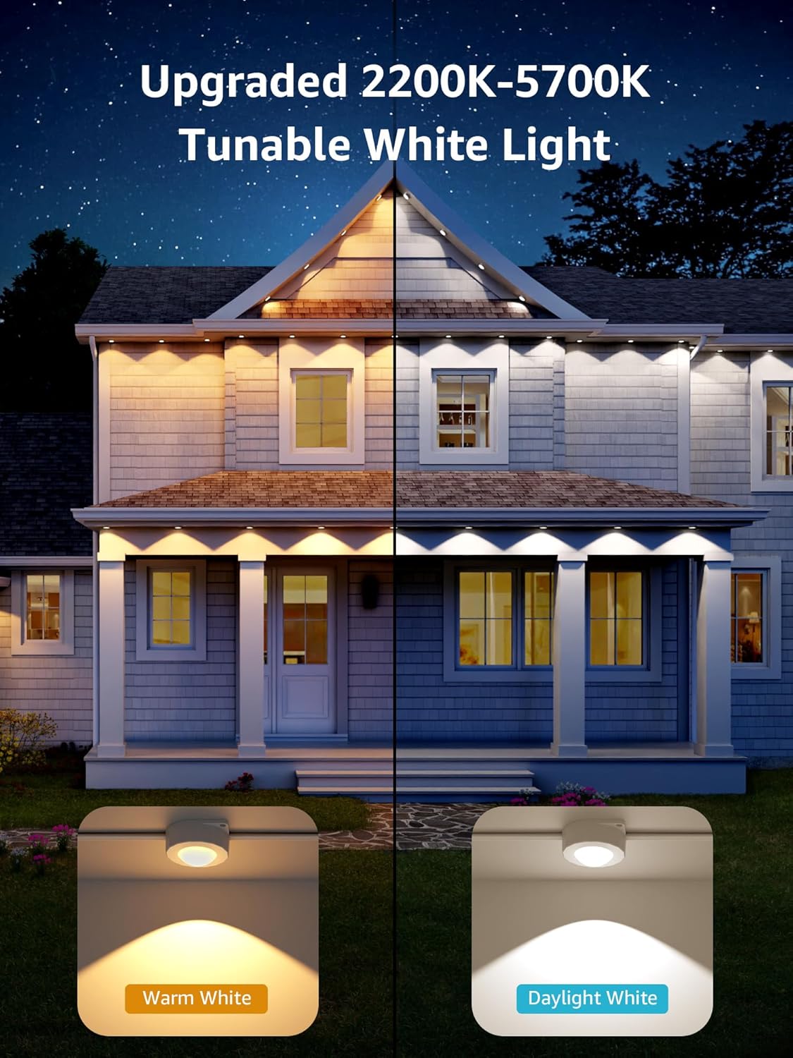 Lepro E1 AI Permanent Outdoor Lights 15m, Smart Outdoor Lights Waterproof, Tunable White, AI Lighting Design Assistant, Colour Changing Eaves Lights, Works with Alexa, 2.4G WiFi & Bluetooth, No Remote