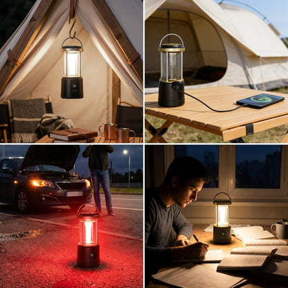 Lepro Camping Lantern, 2000 Lumen Camping Light Reachargeable or AA Battery Powered, Dimmable 5 Modes, Warm White & Cool Light, Rechargeable Lantern for Power Cuts, Tents, Fishing, Storm, Emergency