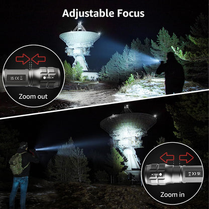 LE LED Torch Battery Powered, LE1000 Bright Hand Flashlight, Adjustable Focus, Water Resistant, Lightweight, for Power Cut, Camping, Dog Walking, Easy to Use Small Torch, Gift for Kids Men Dad Him