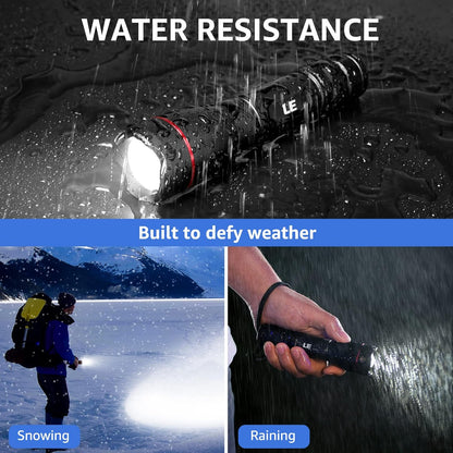 Lepro LED Torch Rechargeable, 15000 Lux Super Bright Adjustable Focus Flashlight, Long Battery Life, 5 Lighting Modes, IPX4 Waterproof, Powerful Torch for Camping, Power Cuts, Hiking, Outdoor, Gift