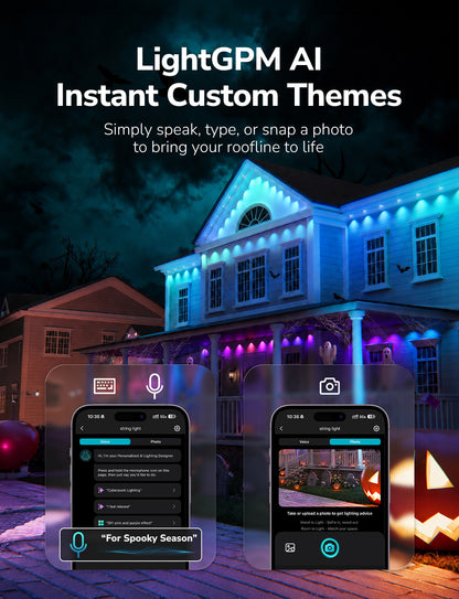 Lepro E1 Plus AI-Powered Permanent Outdoor Lights (Tunable White + RGBIC, Cuttable,  IP67 Waterproof, Works with Alexa & Google Assistant,Dual Output)