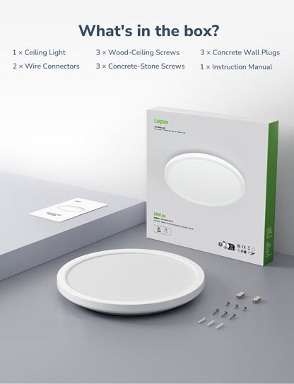 Lepro Bathroom Lights Ceiling 24W, 2400lm Warm White 3000K, Large 29cm