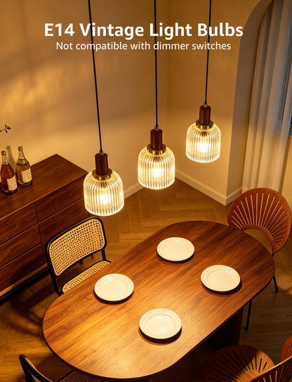 Lepro E14 LED Light Bulb A-Rated, Warm White 2700K, Ultra-efficient E14 Candle Bulb C35, 2.2W = 40W, 470lm, 50000H Lifespan, Small Edison Screw SES, Clear Filament, Glass, Non-dimmable [Energy Class A]