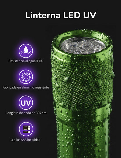 Lepro UV Torch, 9 LED 395nm Ultraviolet Flashlight, Green