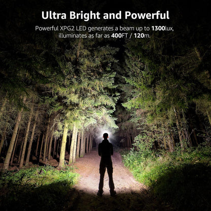 Lepro Head Torch, [2 Pack] Super Bright LED Headlamp with 6 Lighting Modes, Waterproof, Battery Powered LED Lightweight Headlight for Cycling Running Camping for Kids Adults [Not Included Battery]